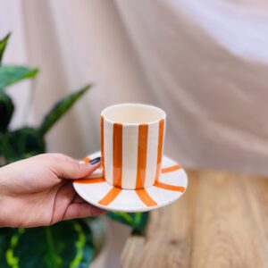 TASSE ET SOUS TASSE - LE RAYÉ ORANGE CRÉPUSCULE