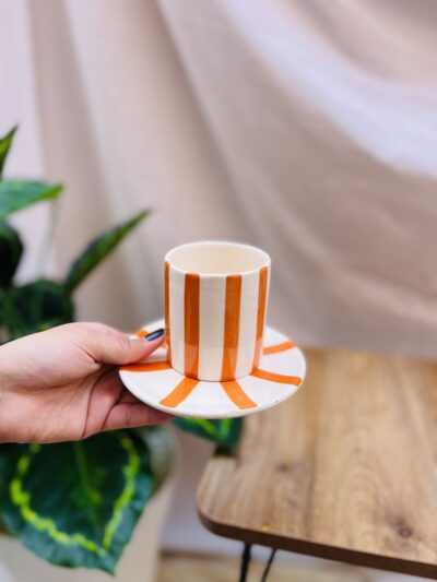 TASSE ET SOUS TASSE - LE RAYÉ ORANGE CRÉPUSCULE