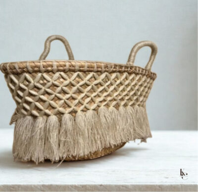 PANIER DE PLAGE ARTISANAL EN PAILLE