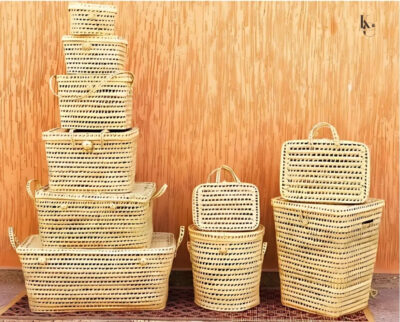 COFFRE DE RANGEMENT EN PAILLE - 6 TAILLES DISPONIBLES