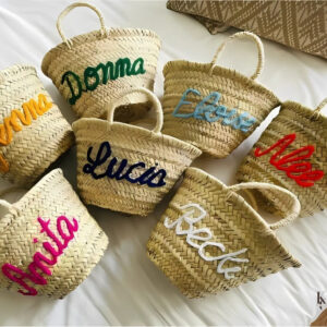 PANIER DE PLAGE ARTISANAL EN PAILLE PERSONNALISABLE